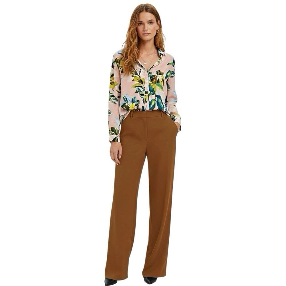 Worthington Womens Blouse Button down Long Sleeve Floral Y2k Size Petite Medium